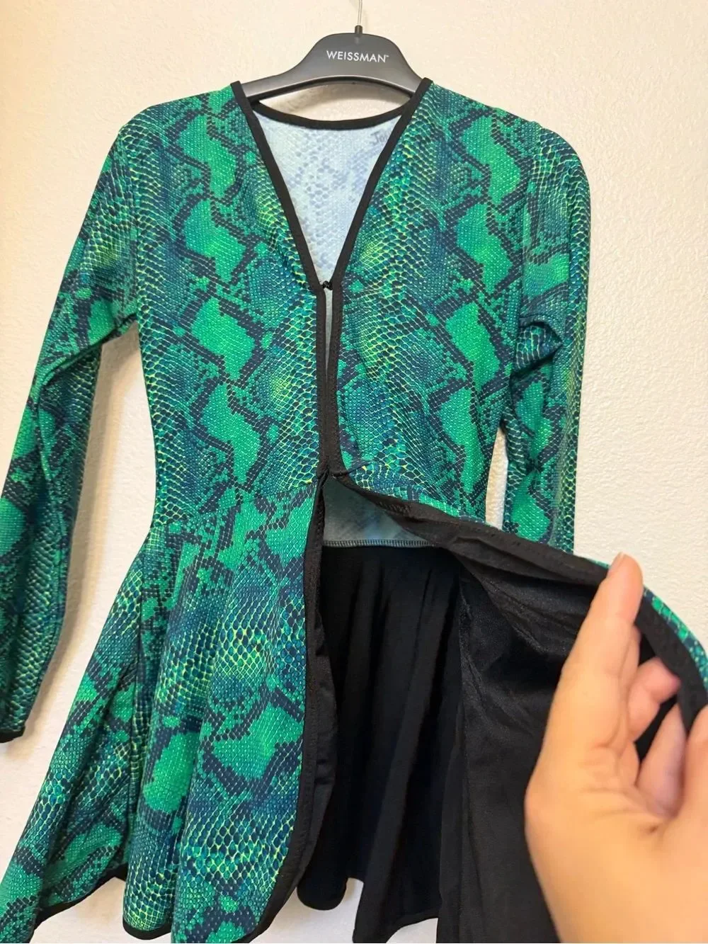 Snake Print Dance blazer Jacket Green Black Stretch Performance Costume Layer LC